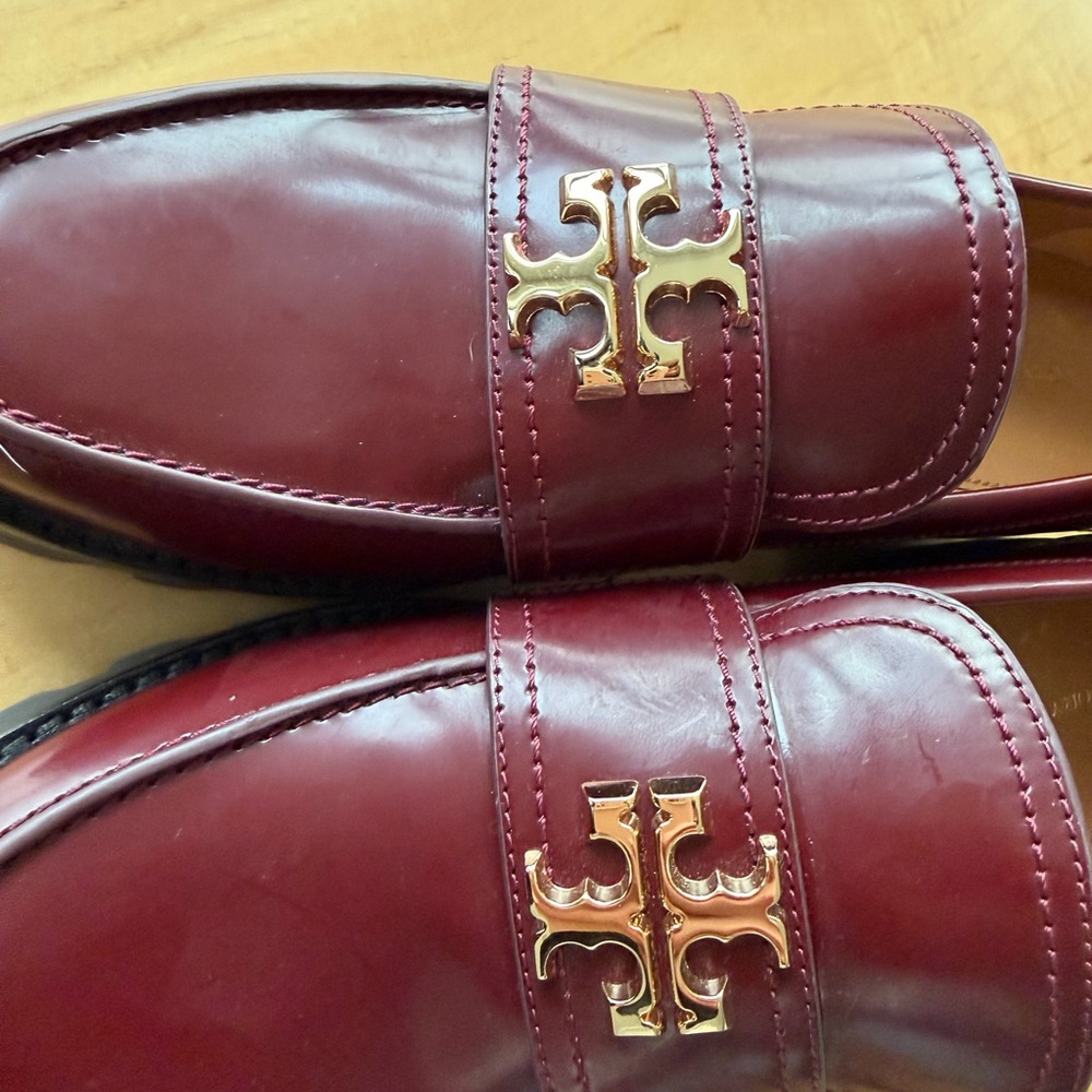 NWT Tory Burch Mini Everly Chunky Loafers Logo Burgundy, 9 - Picture 12 of 12